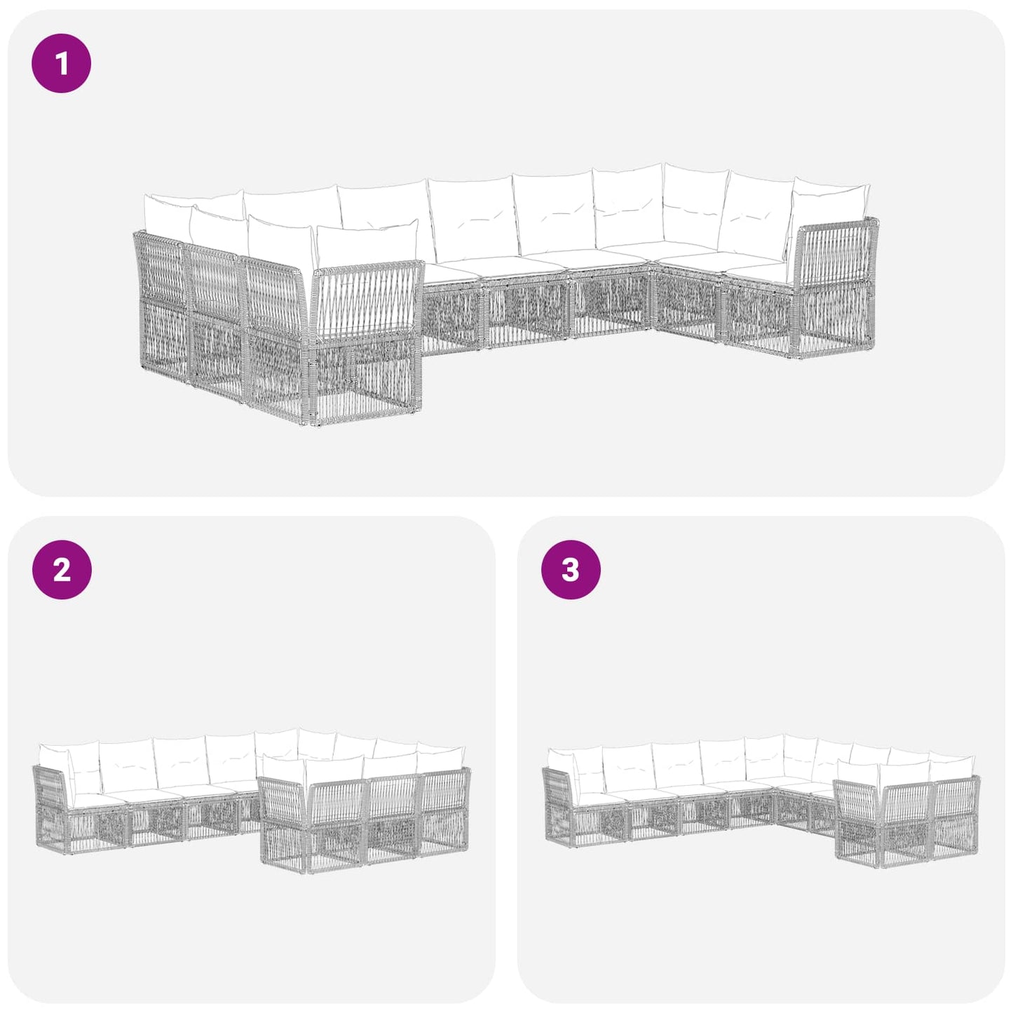 Tuinbankenset 10 pcs Zwart poly rattan