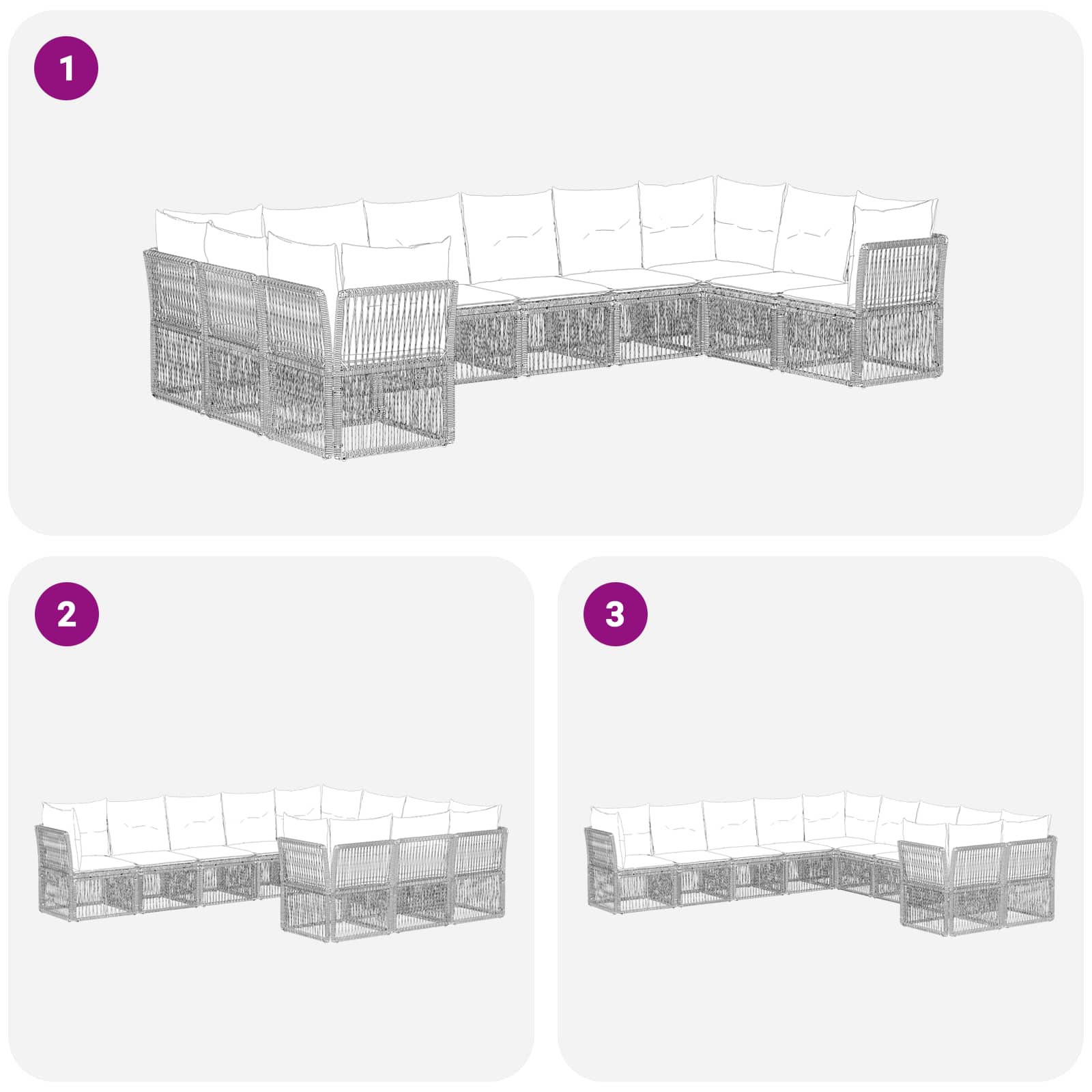 Tuinbankenset 10 pcs Zwart poly rattan
