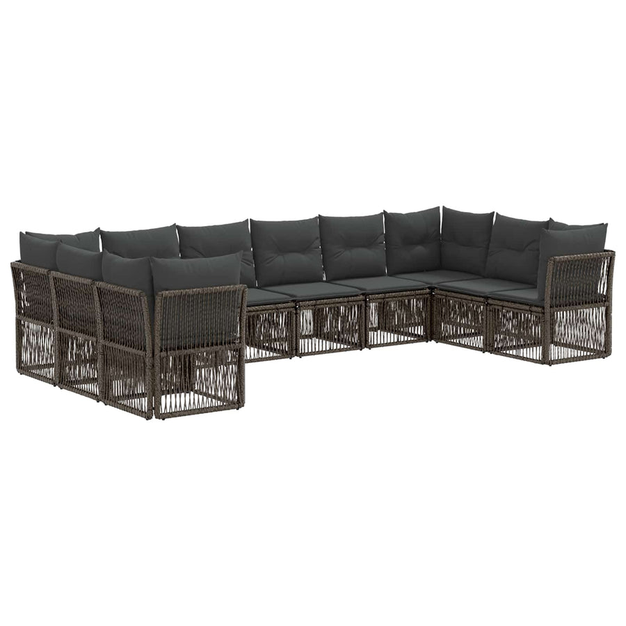 Tuinbankenset 10 pcs Grijs poly rattan