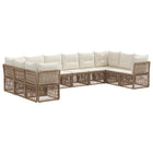 Tuinbankenset poly rattan beige 10 personen