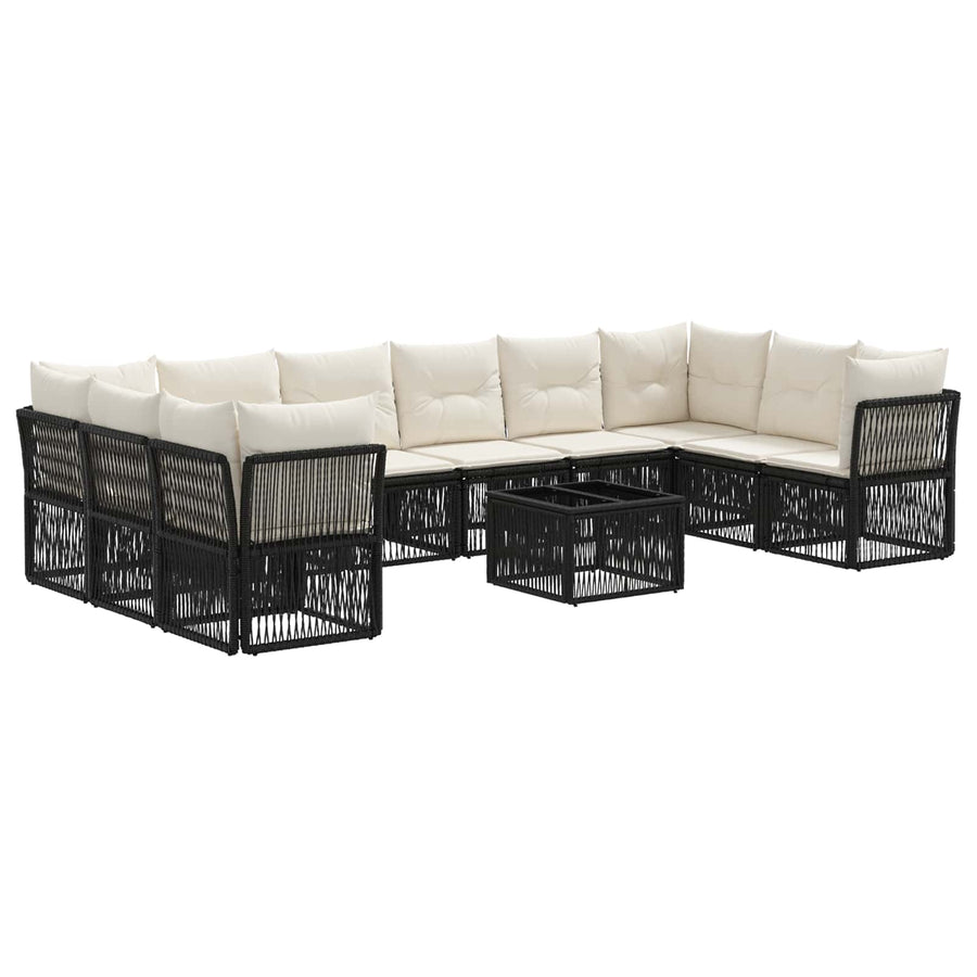 Tuinbankenset 11 pcs Zwart poly rattan