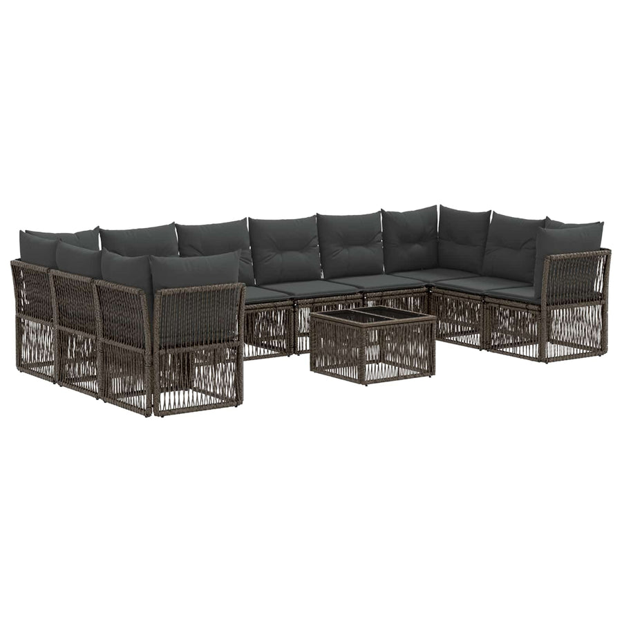 Tuinbankenset 11 pcs Grijs poly rattan
