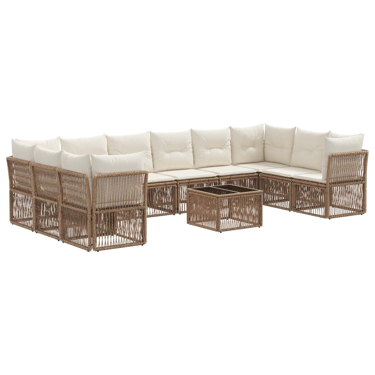 Tuinbankenset 11 pcs Beige poly rattan