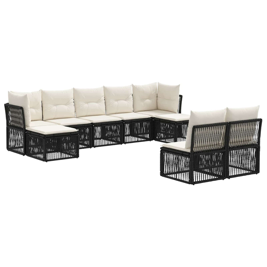 Tuinbankenset 9 pcs Zwart poly rattan