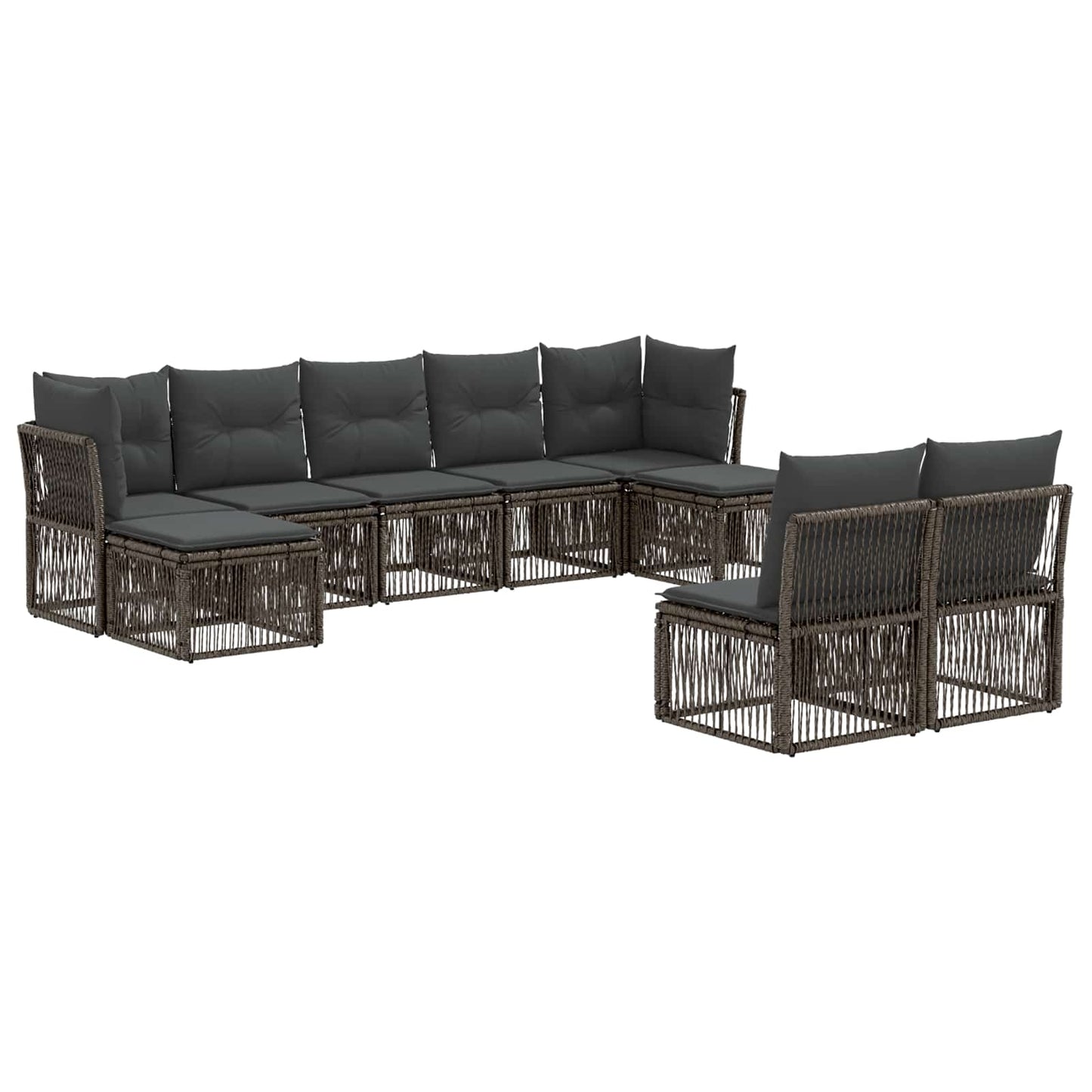 Tuinbankenset 9 pcs Grijs poly rattan