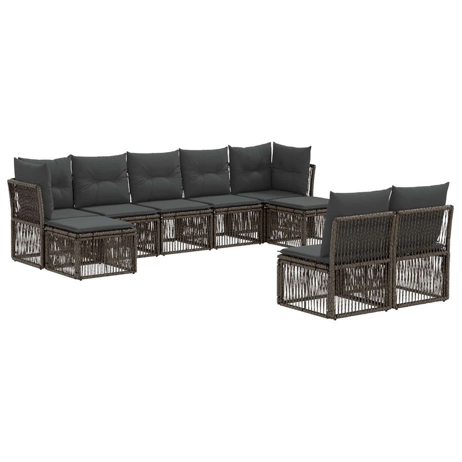 Tuinbankenset 9 pcs Grijs poly rattan