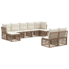 Tuinbankenset 9-delig poly rattan beige