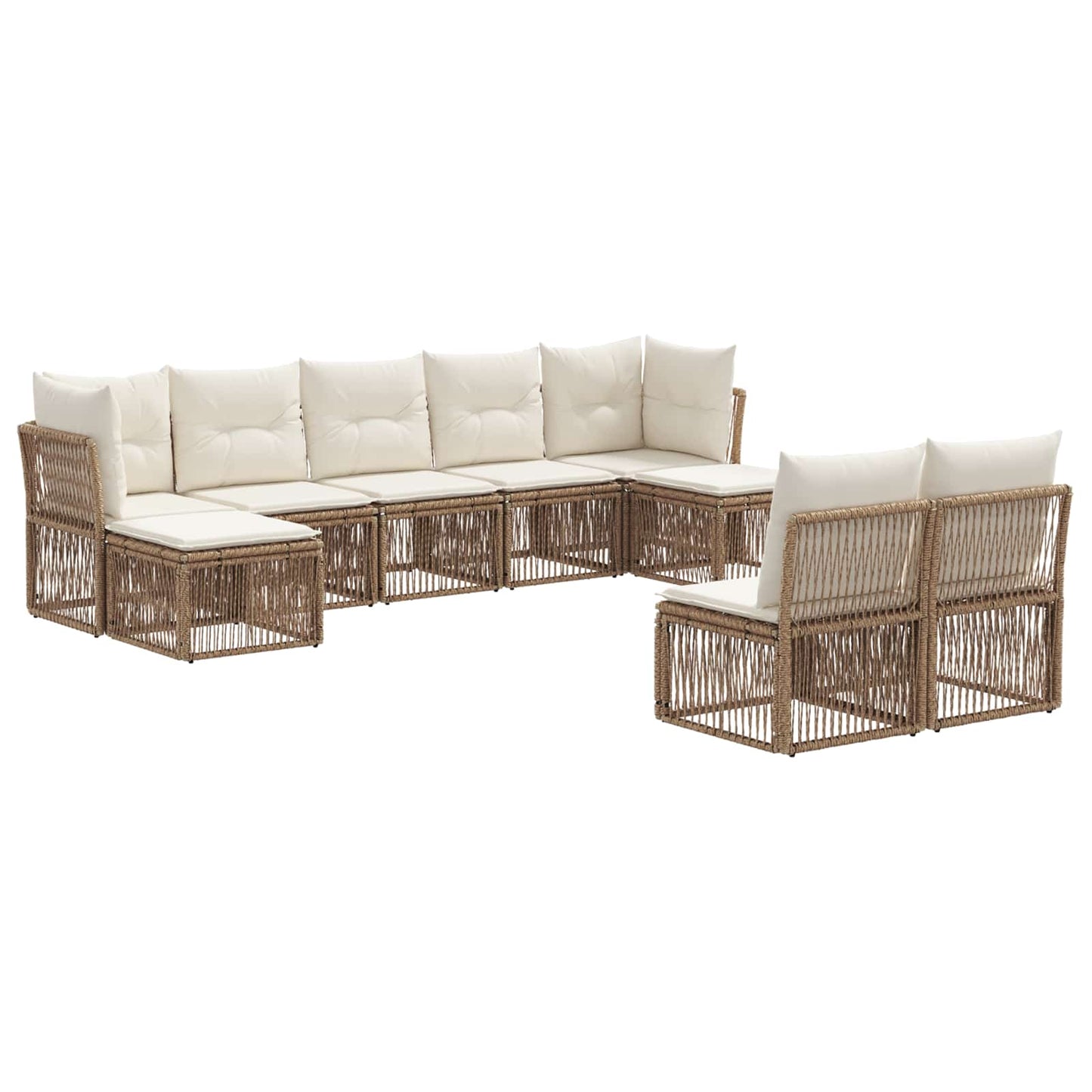 Tuinbankenset 9 pcs Beige poly rattan