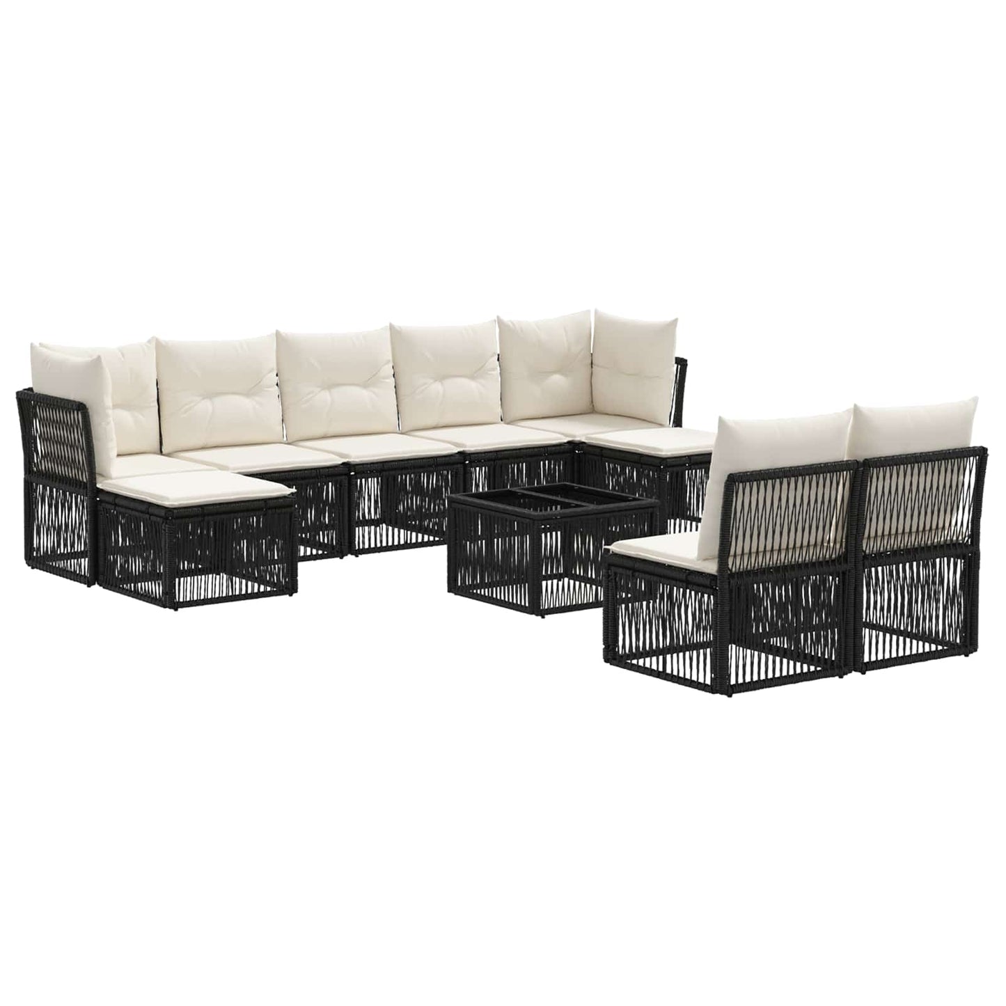 Tuinbankenset 10 pcs Zwart poly rattan