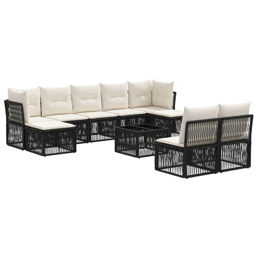 Tuinbankenset 10 pcs Zwart poly rattan