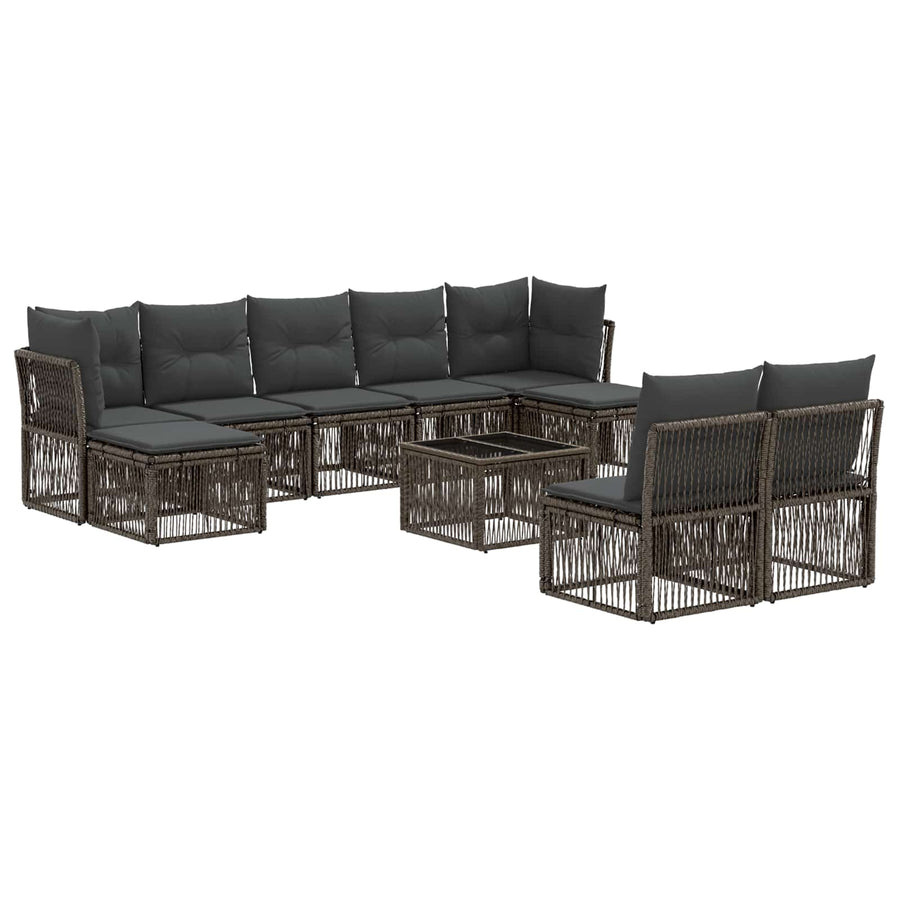 Tuinbankenset 10 pcs Grijs poly rattan