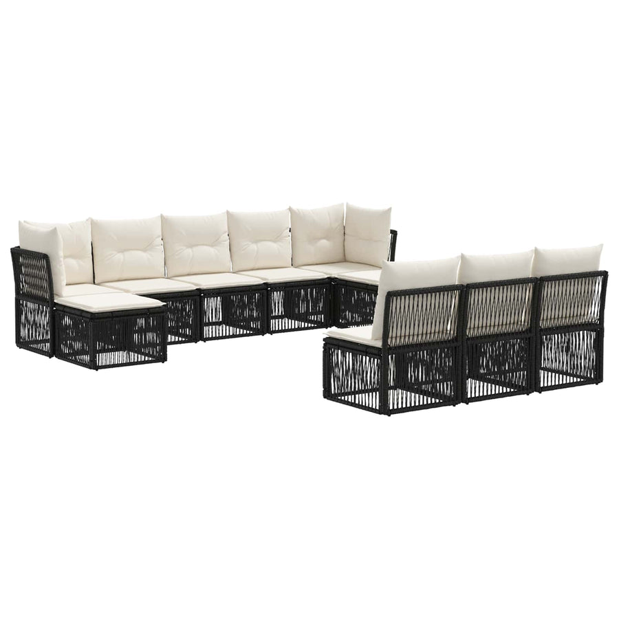 Tuinbankenset 10 pcs Zwart poly rattan