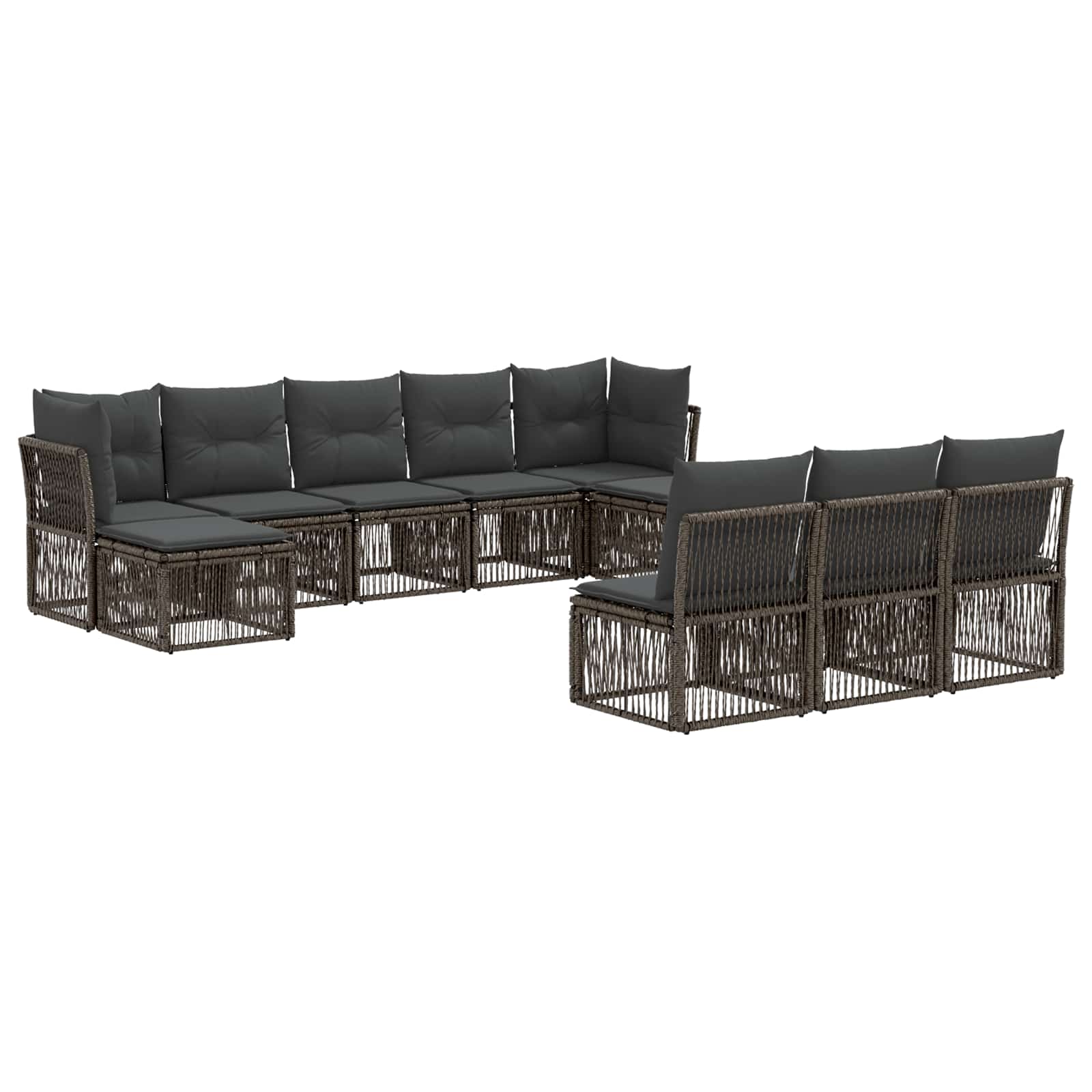 Tuinbankenset 10 pcs Grijs poly rattan