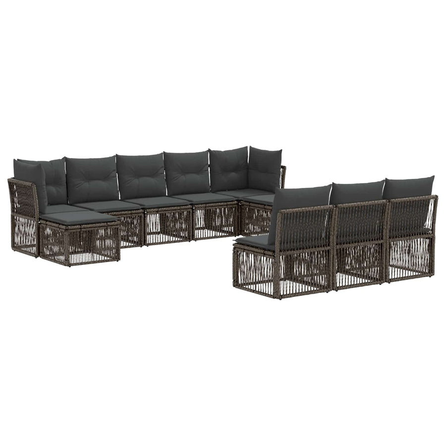 Tuinbankenset 10 pcs Grijs poly rattan