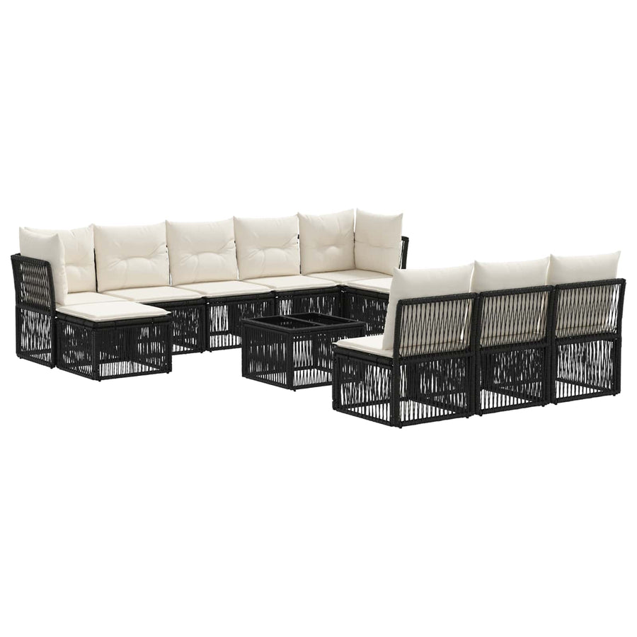 Tuinbankenset 11 pcs Zwart poly rattan