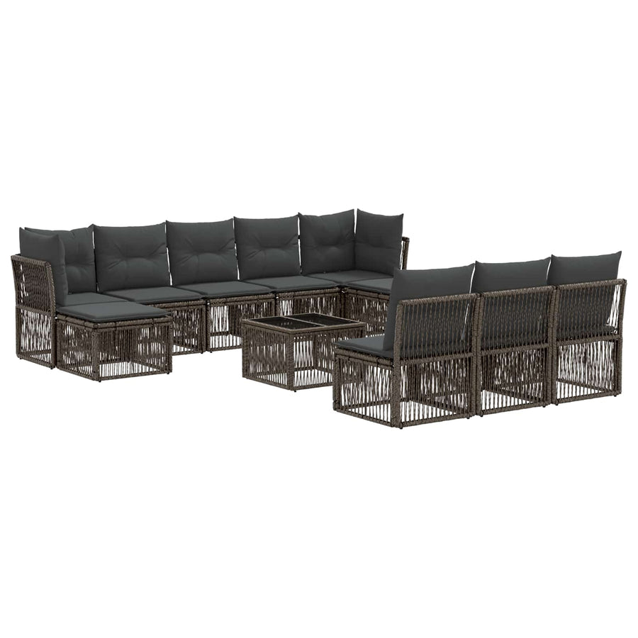 Tuinbankenset 11 pcs Grijs poly rattan