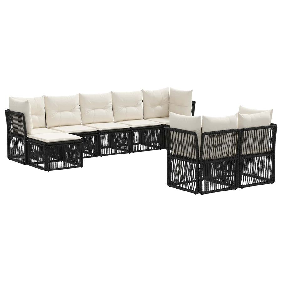 Tuinbankenset 9 pcs Zwart poly rattan