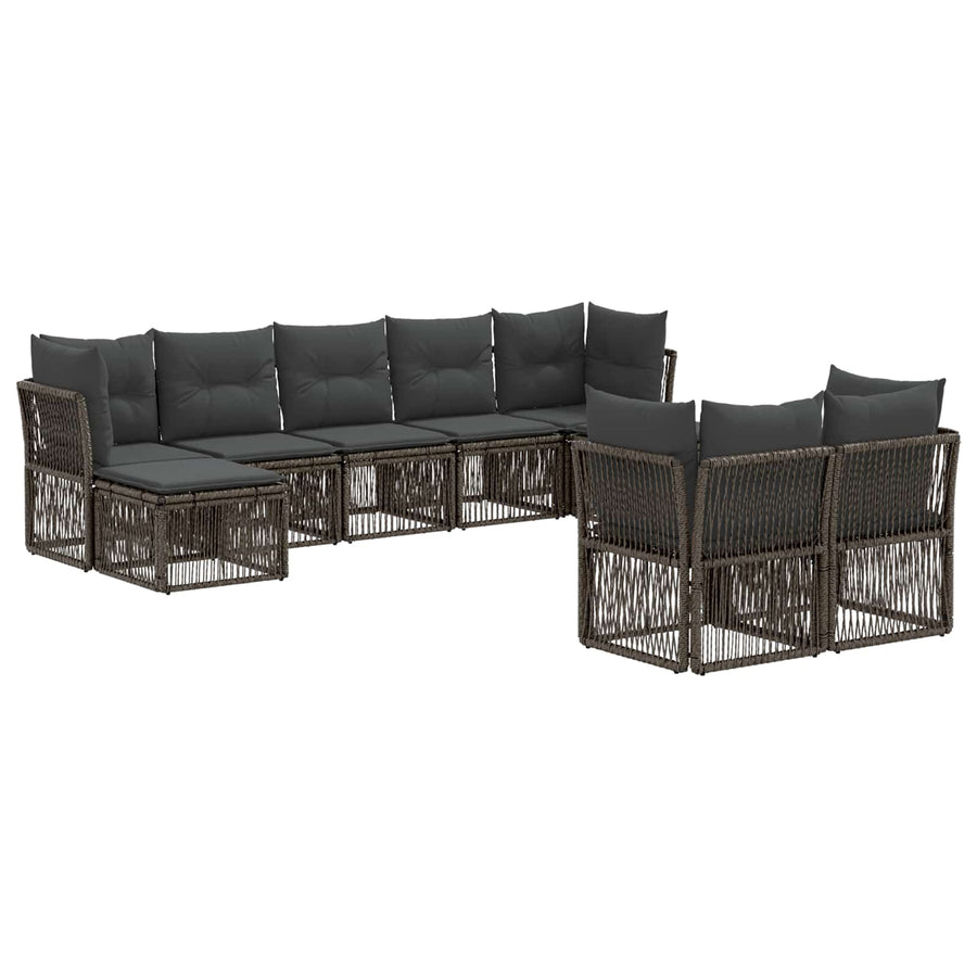 Tuinbankenset 9 pcs Grijs poly rattan