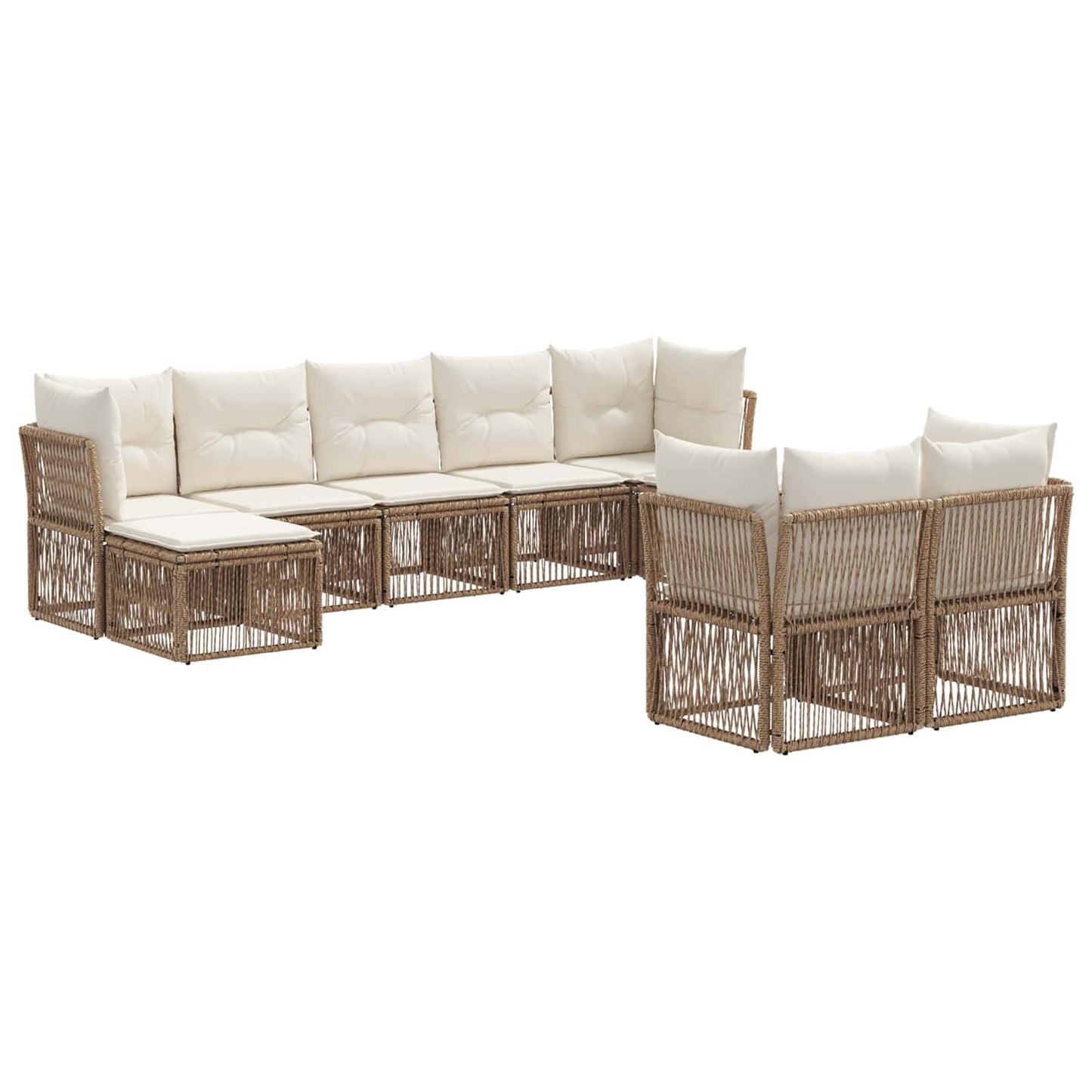 Tuinbankenset 9 pcs Beige poly rattan