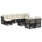 Garden bench set 10 pcs Black poly rattan