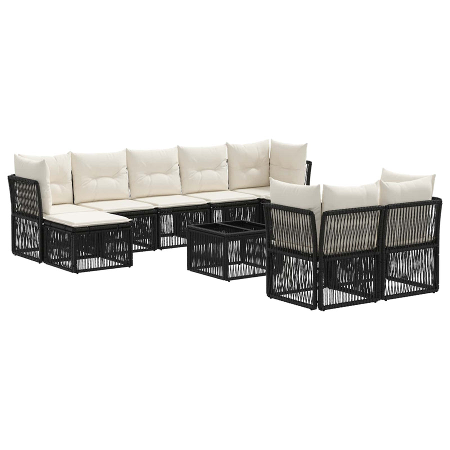 Tuinbankenset 10 pcs Zwart poly rattan