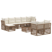Tuinbankenset 10-delig beige poly rattan