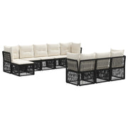 Tuinbankenset poly rattan zwart voor 10 personen