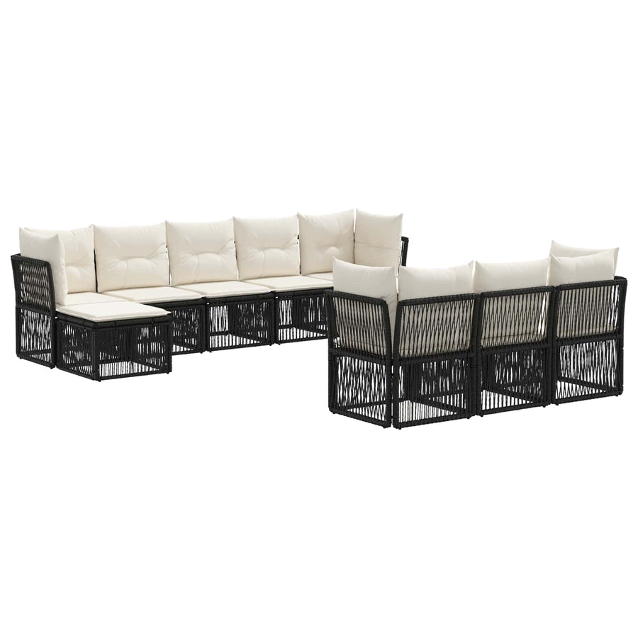 Tuinbankenset 10 pcs Zwart poly rattan