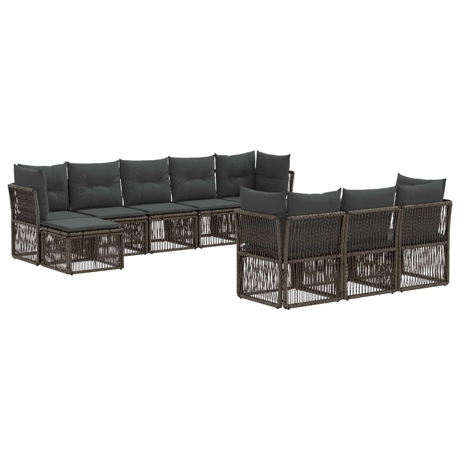 Tuinbankenset 10 pcs Grijs poly rattan