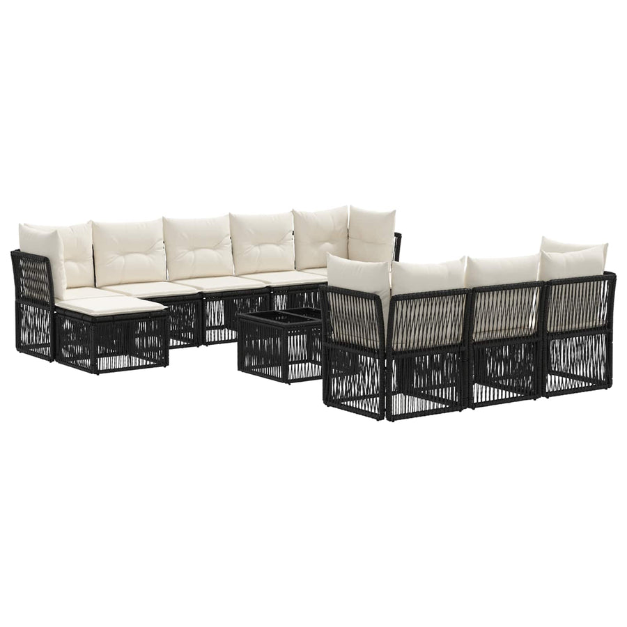 Tuinbankenset 11 pcs Zwart poly rattan
