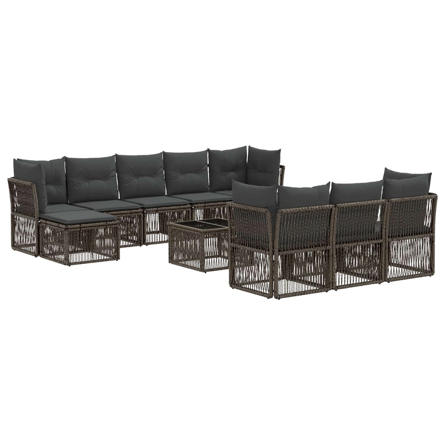 Tuinbankenset 11 pcs Grijs poly rattan