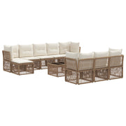 Tuinset poly rattan beige 11-delig