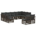 Tuinbankenset 11-delig grijs poly rattan