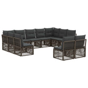 Tuinbankenset 11-delig grijs poly rattan