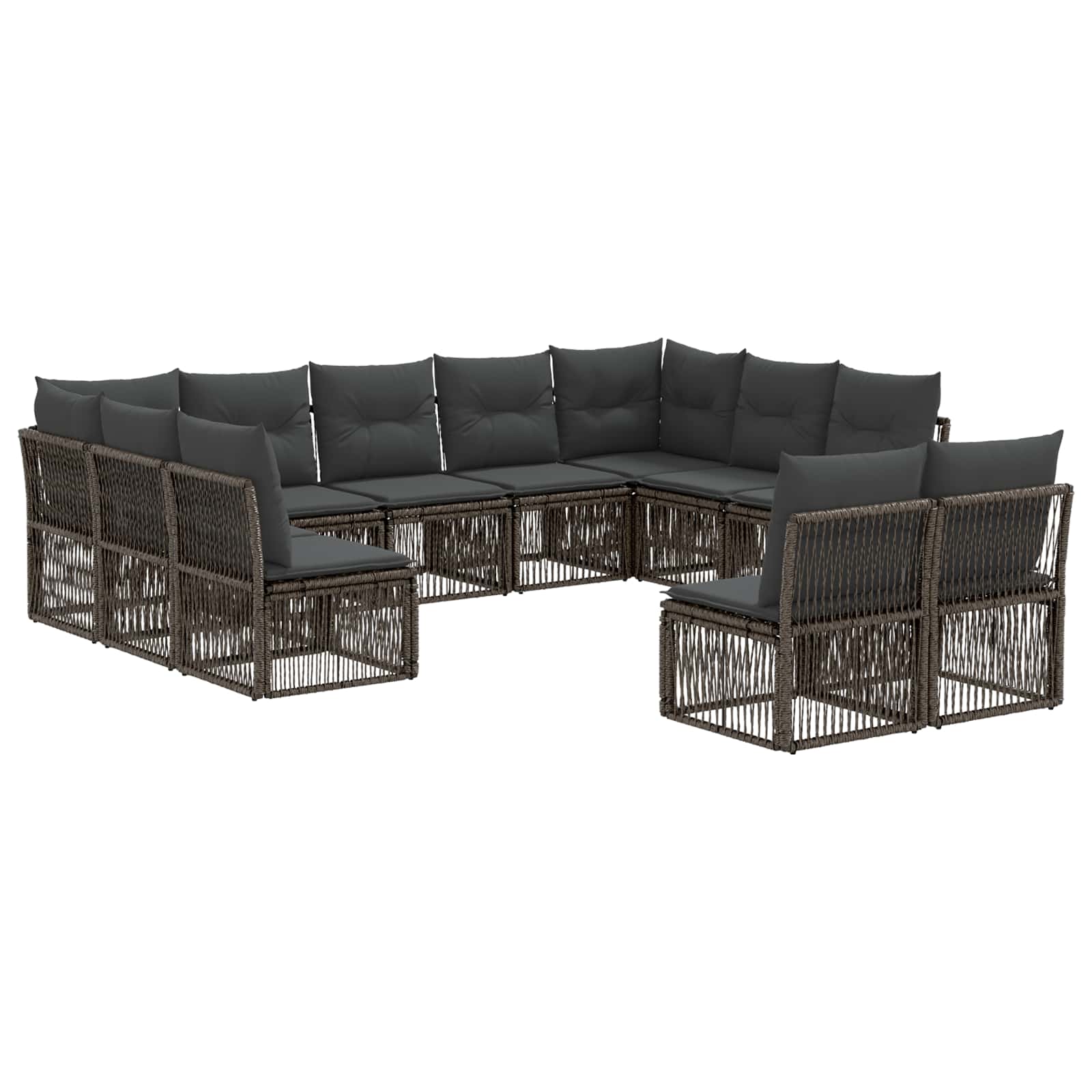 Tuinbankenset 11 pcs Grijs poly rattan