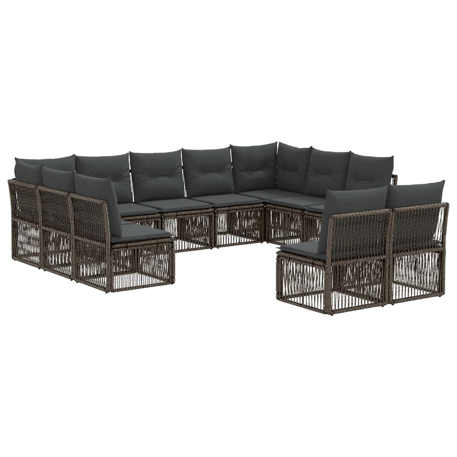 Tuinbankenset 11 pcs Grijs poly rattan