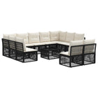 Garden lounge set 12 pcs Black poly rattan