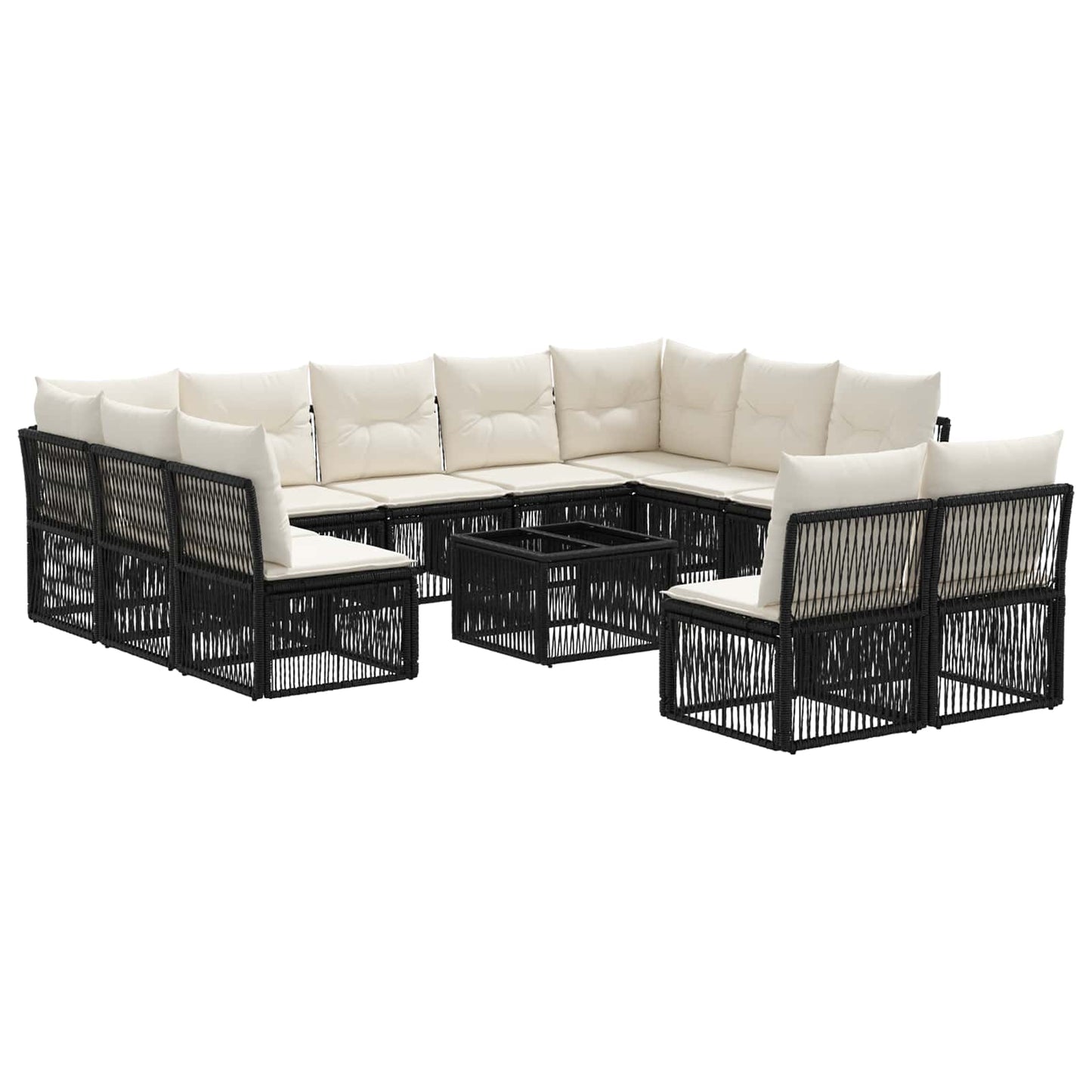 Tuinbankenset 12 pcs Zwart poly rattan