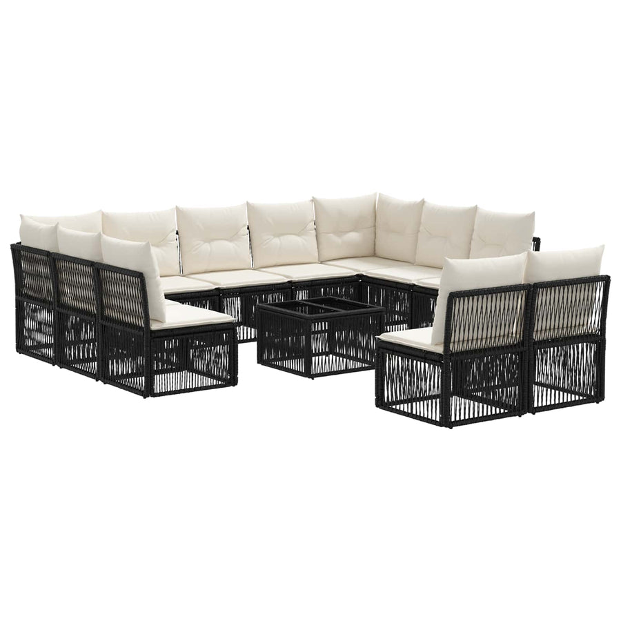 Tuinbankenset 12 pcs Zwart poly rattan