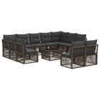 Garden Bench Set 12 pcs Grey poly rattan