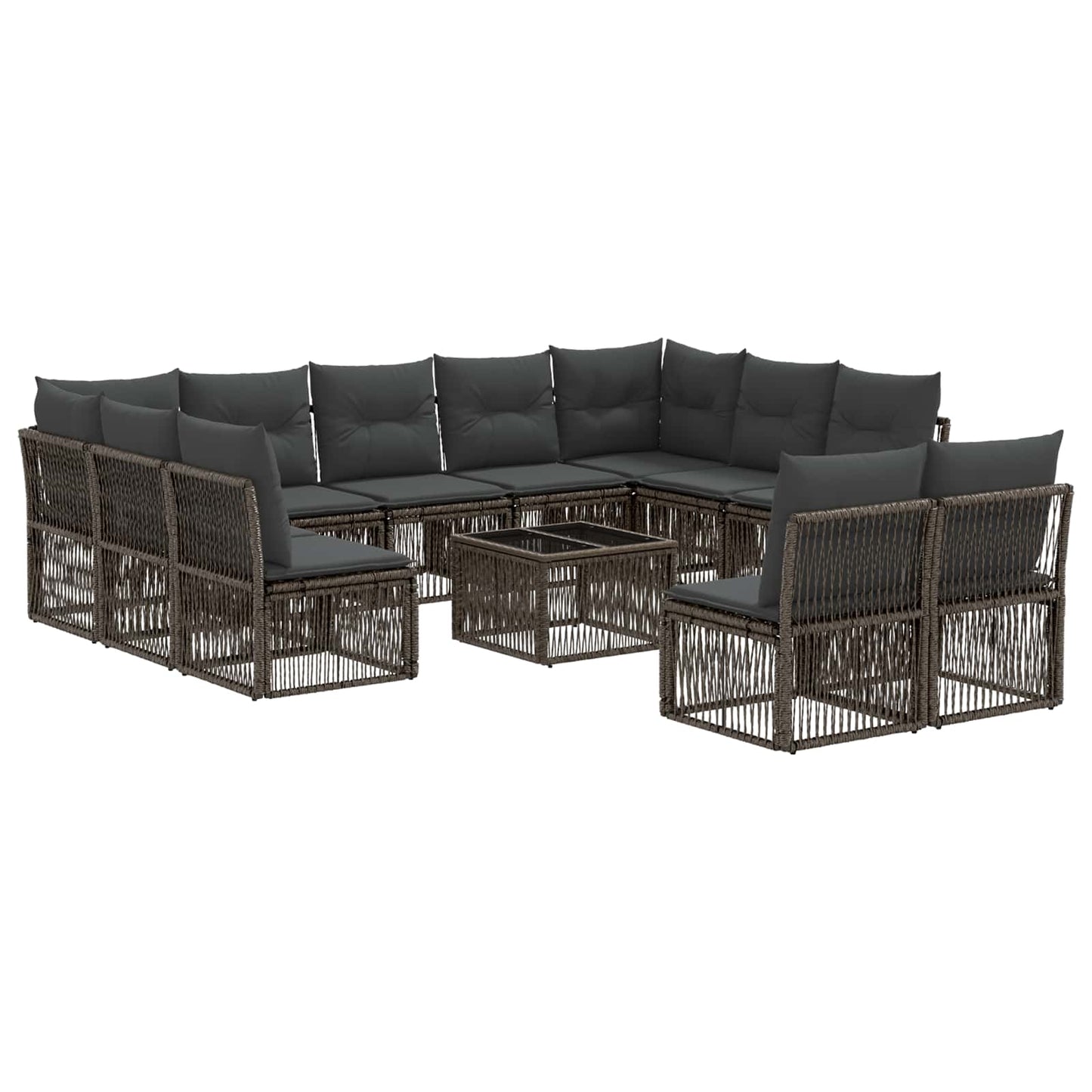 Tuinbankenset 12 pcs Grijs poly rattan