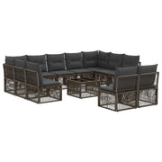 Tuinbankenset poly rattan grijs 12-delig