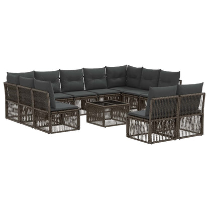 Tuinbankenset 12 pcs Grijs poly rattan