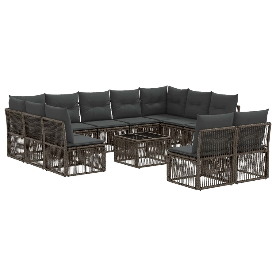 Tuinbankenset 12 pcs Grijs poly rattan