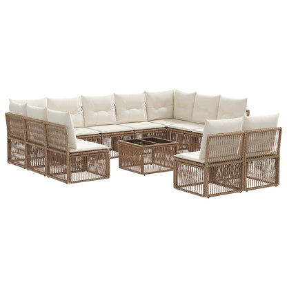 Tuinbankenset 12 pcs Beige poly rattan