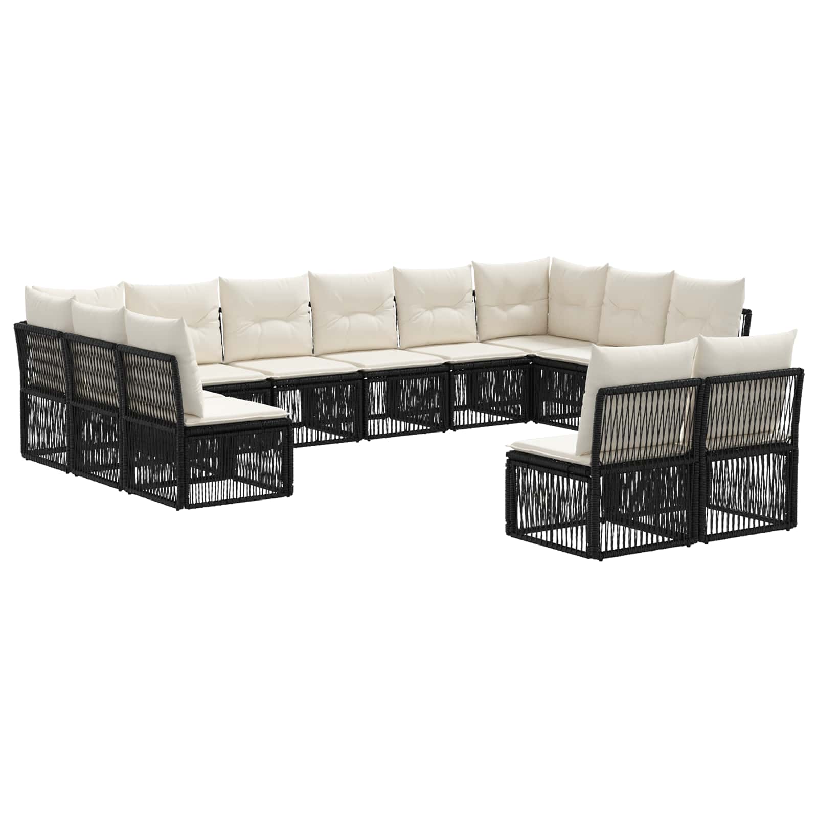 Tuinbankenset 12 pcs Zwart poly rattan