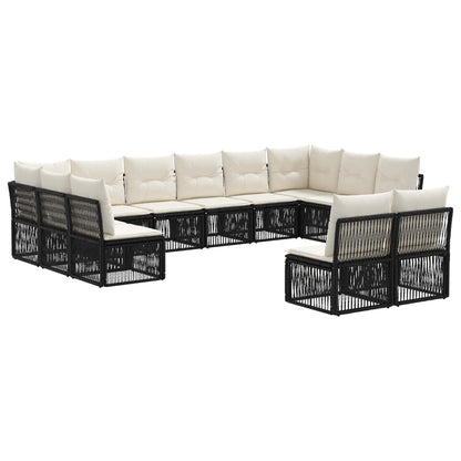 Tuinbankenset 12 pcs Zwart poly rattan
