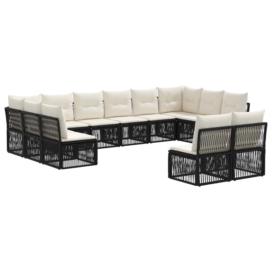 Tuinbankenset 12 pcs Zwart poly rattan