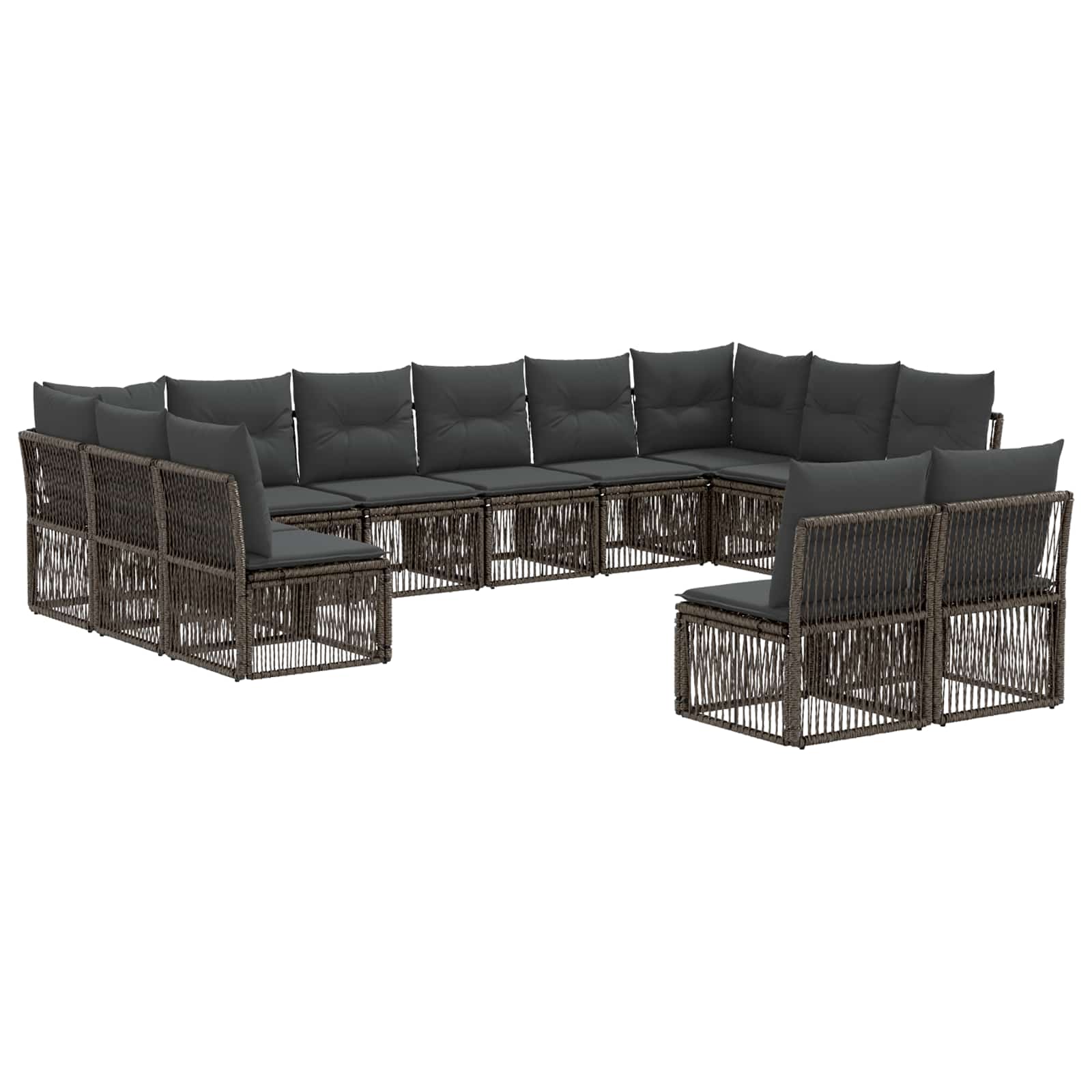 Tuinbankenset 12 pcs Grijs poly rattan