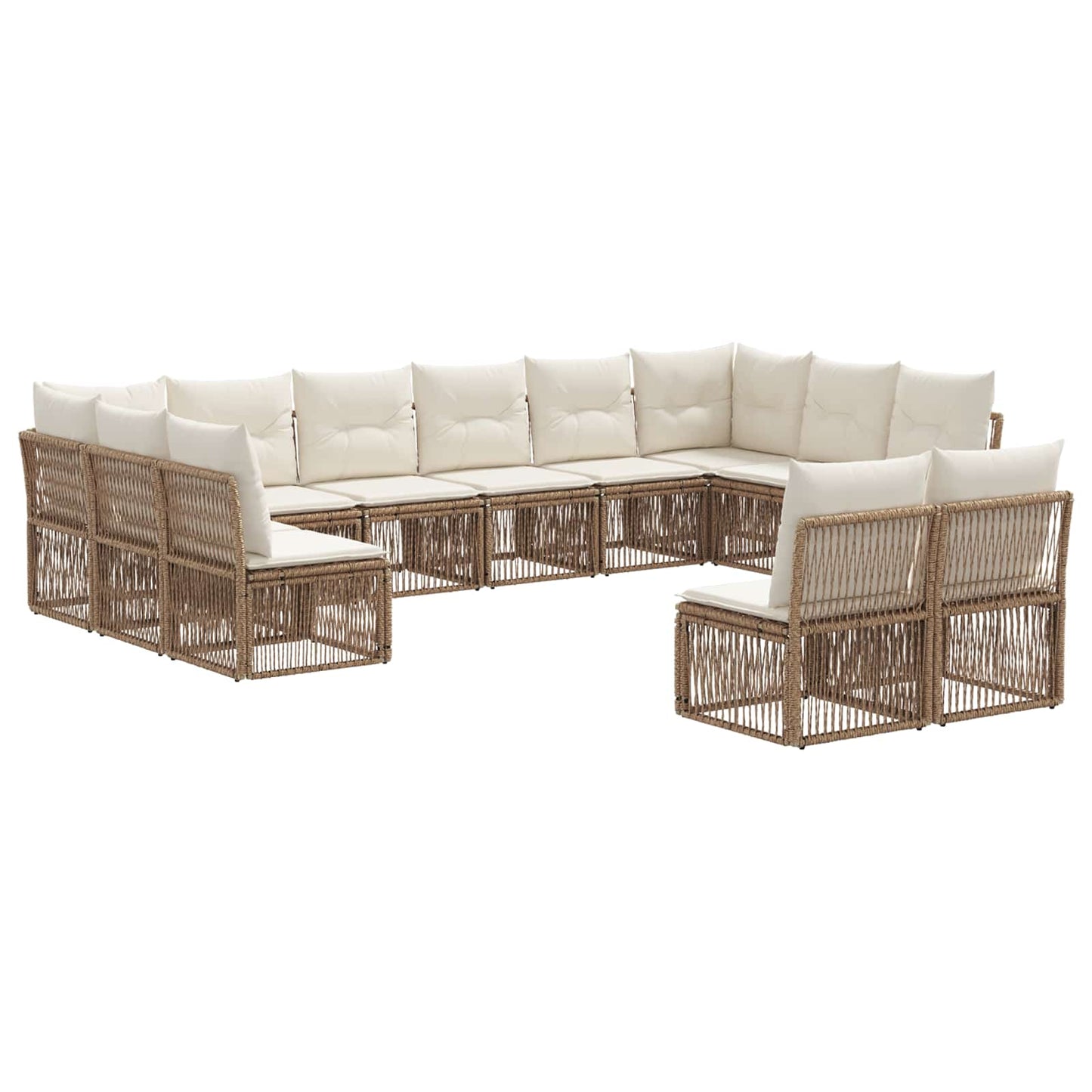 Tuinbankenset 12 pcs Beige poly rattan